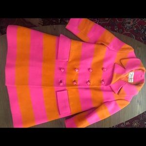 Vintage Orange and Pink Striped Peacoat